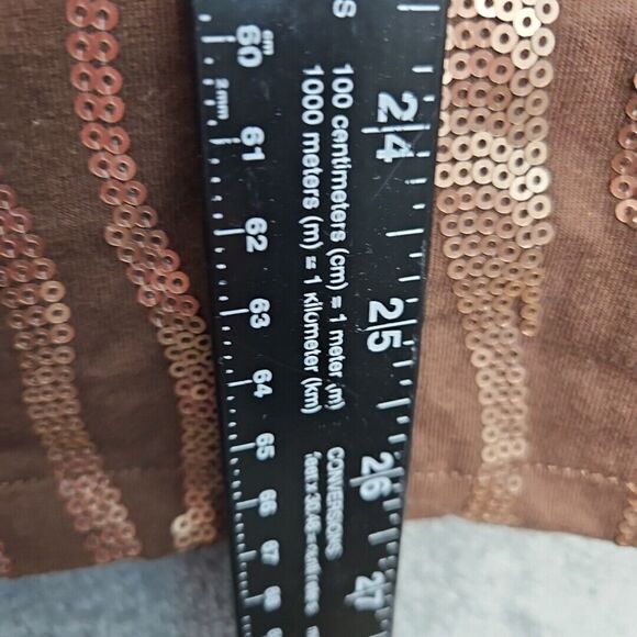 Quacker Factory size small top Brown 3/4 sleeve cotton blend sparkle embellished - Picture 4 of 10